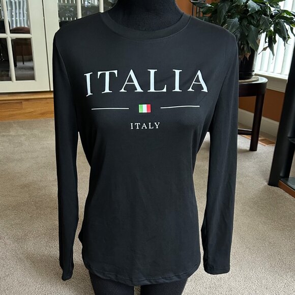 New WOMEN'S ITALY SPORTS TEE-SHIRT Black Size XL - Picture 1 of 5
